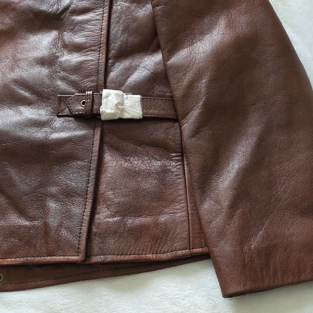 Men's Classic Brown Leather Jacket - Picture 14 of 16